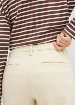 bonprix bonprix Pantalón de sarga de talle alto Arena claro Hot