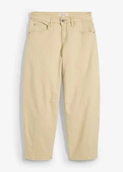 bonprix bonprix Pantalón de sarga en mezcla de algodón elástico Beige verdoso Clearance