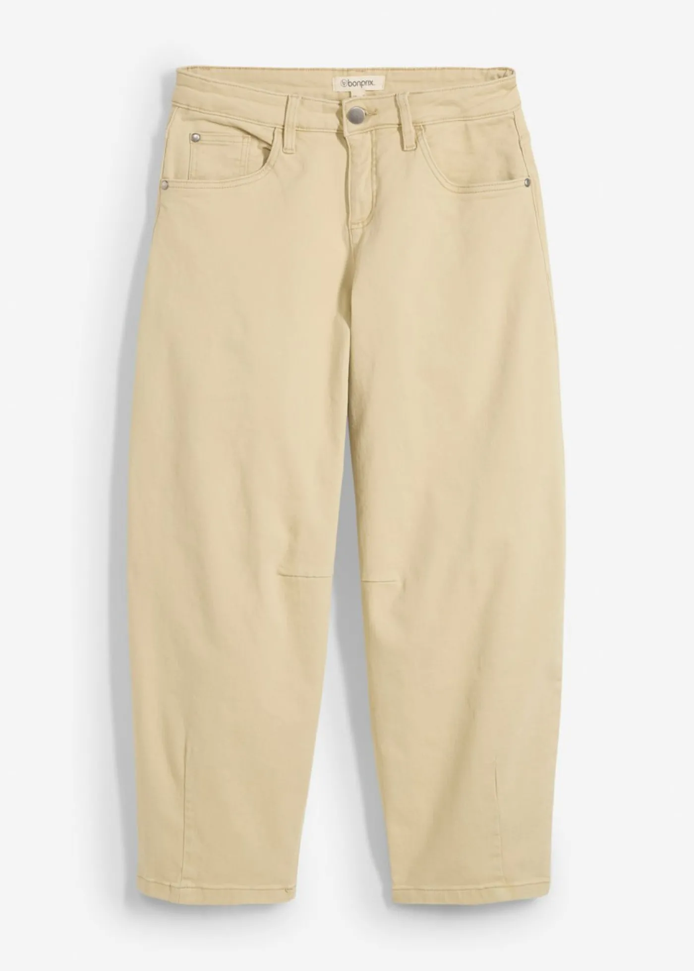 bonprix bonprix Pantalón de sarga en mezcla de algodón elástico Beige verdoso Clearance
