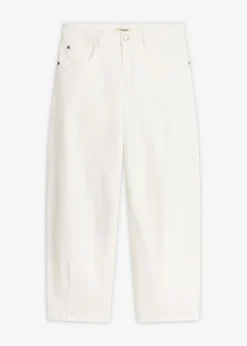 bonprix bonprix Pantalón de sarga en mezcla de algodón elástico Blanco lana Online