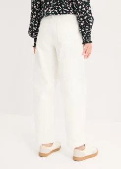 bonprix bonprix Pantalón de sarga en mezcla de algodón elástico Blanco lana Online
