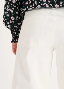 bonprix bonprix Pantalón de sarga en mezcla de algodón elástico Blanco lana Online
