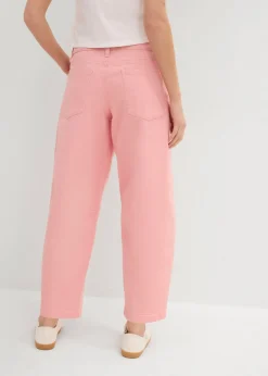 bonprix bonprix Pantalón de sarga en mezcla de algodón elástico rosa pálido Outlet