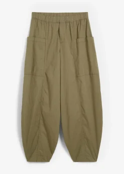 bonprix bonprix Pantalón de sarga ligero, ajuste bombacho Verde oliva Hot