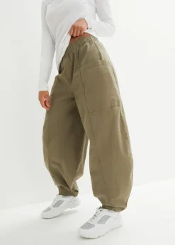 bonprix bonprix Pantalón de sarga ligero, ajuste bombacho Verde oliva Hot