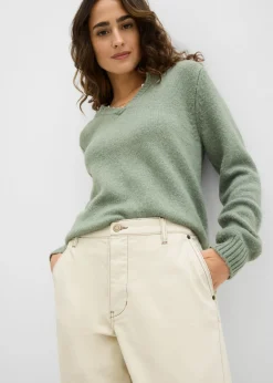 bonprix bonprix Pantalón de sarga tipo barrel Arena claro New