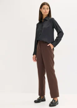 bonprix bonprix Pantalón de traje con aberturas Marrón oscuro Discount