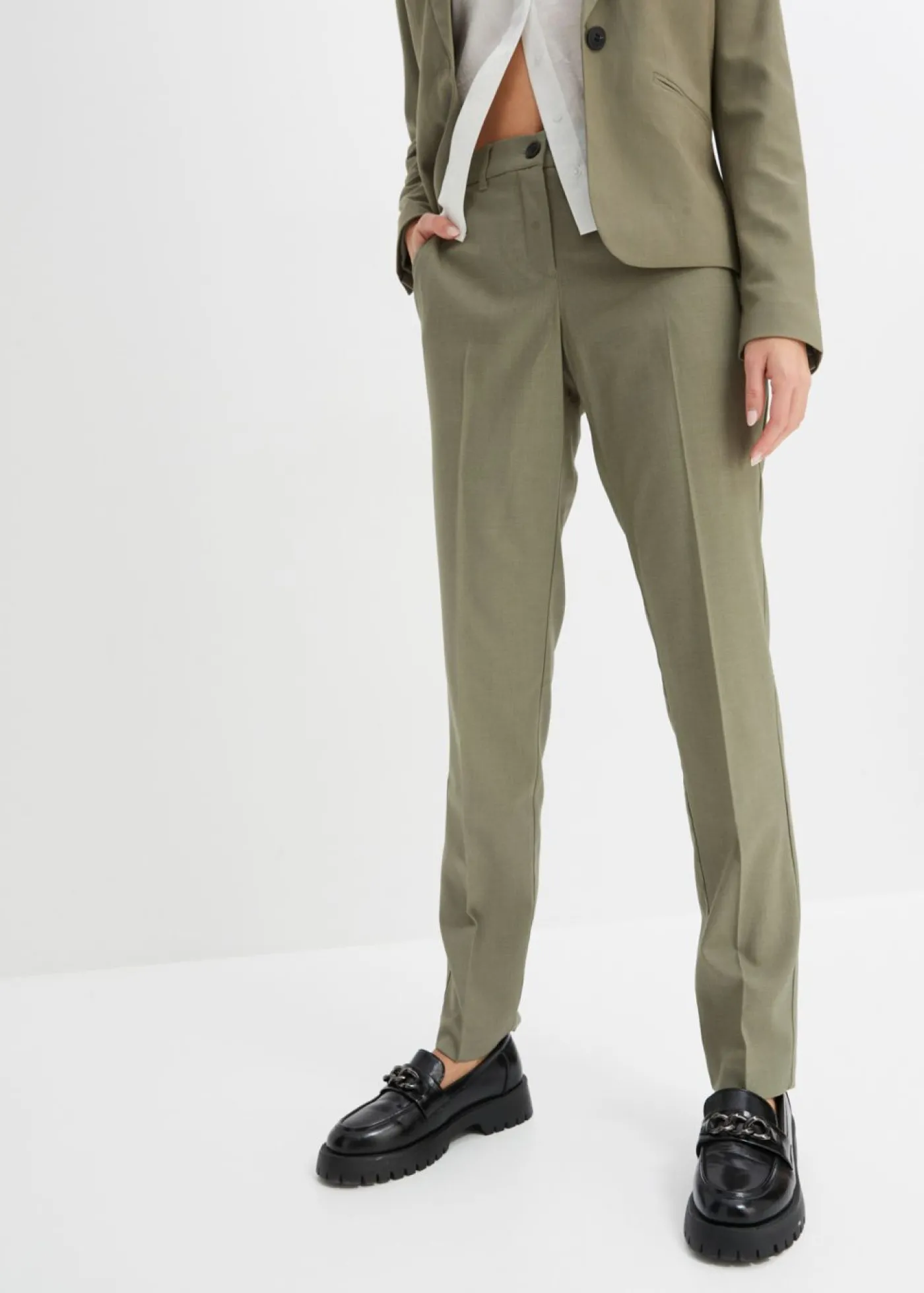 bonprix bonprix Pantalón de traje con pinzas Verde oliva Online