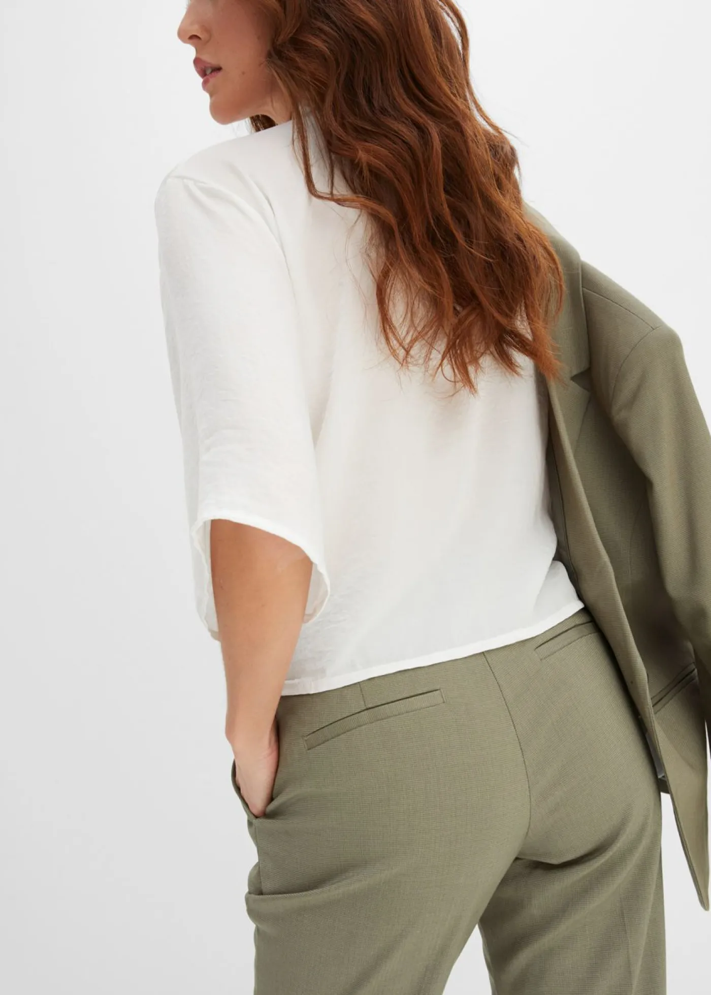 bonprix bonprix Pantalón de traje con pinzas Verde oliva Online
