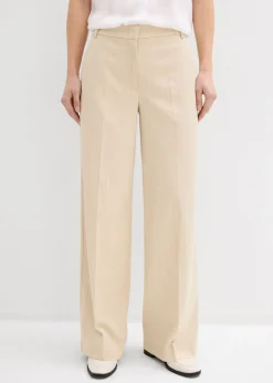 bonprix bonprix Pantalón de traje con rayas arena claro/blanco con rayas