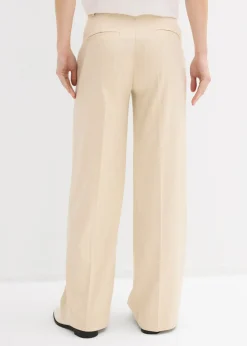 bonprix bonprix Pantalón de traje con rayas arena claro/blanco con rayas
