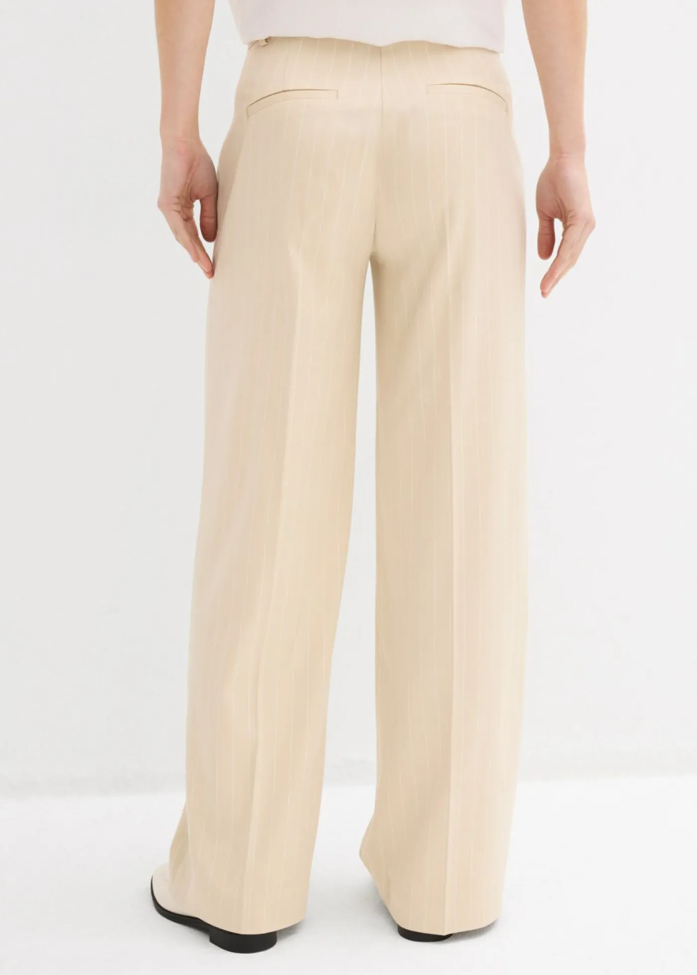 bonprix bonprix Pantalón de traje con rayas arena claro/blanco con rayas