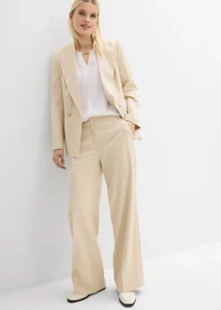 bonprix bonprix Pantalón de traje con rayas arena claro/blanco con rayas
