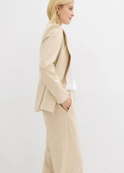 bonprix bonprix Pantalón de traje con rayas arena claro/blanco con rayas