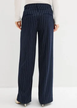 bonprix bonprix Pantalón de traje con rayas azul marino/blanco lana con rayas