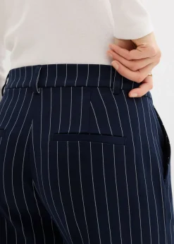 bonprix bonprix Pantalón de traje con rayas azul marino/blanco lana con rayas