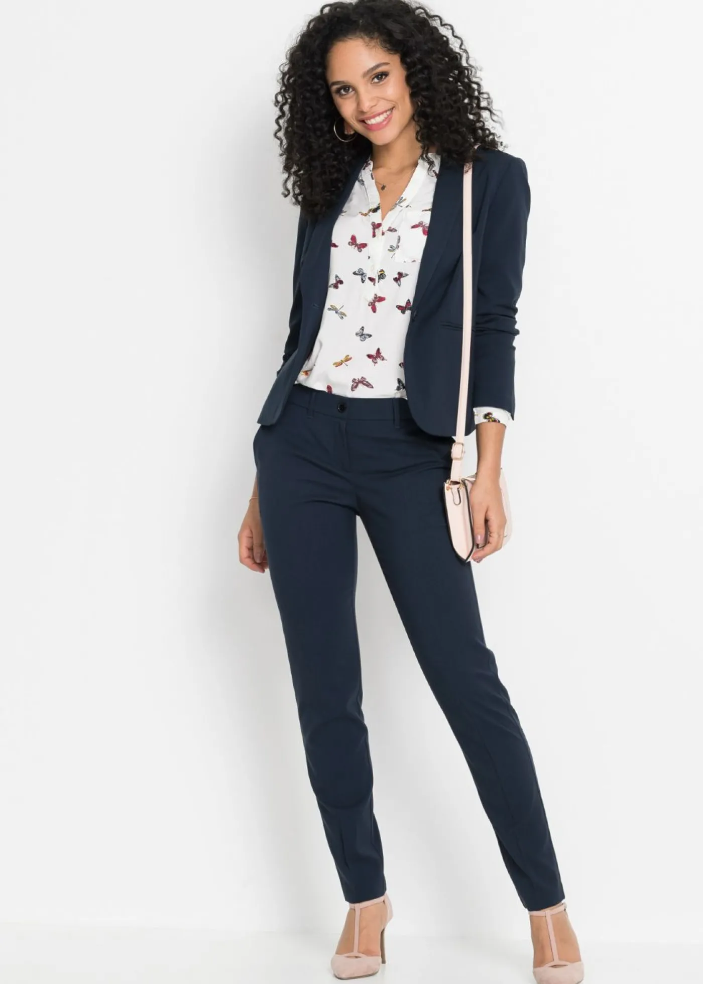 bonprix bonprix Pantalón de traje, petite Azul marino Discount