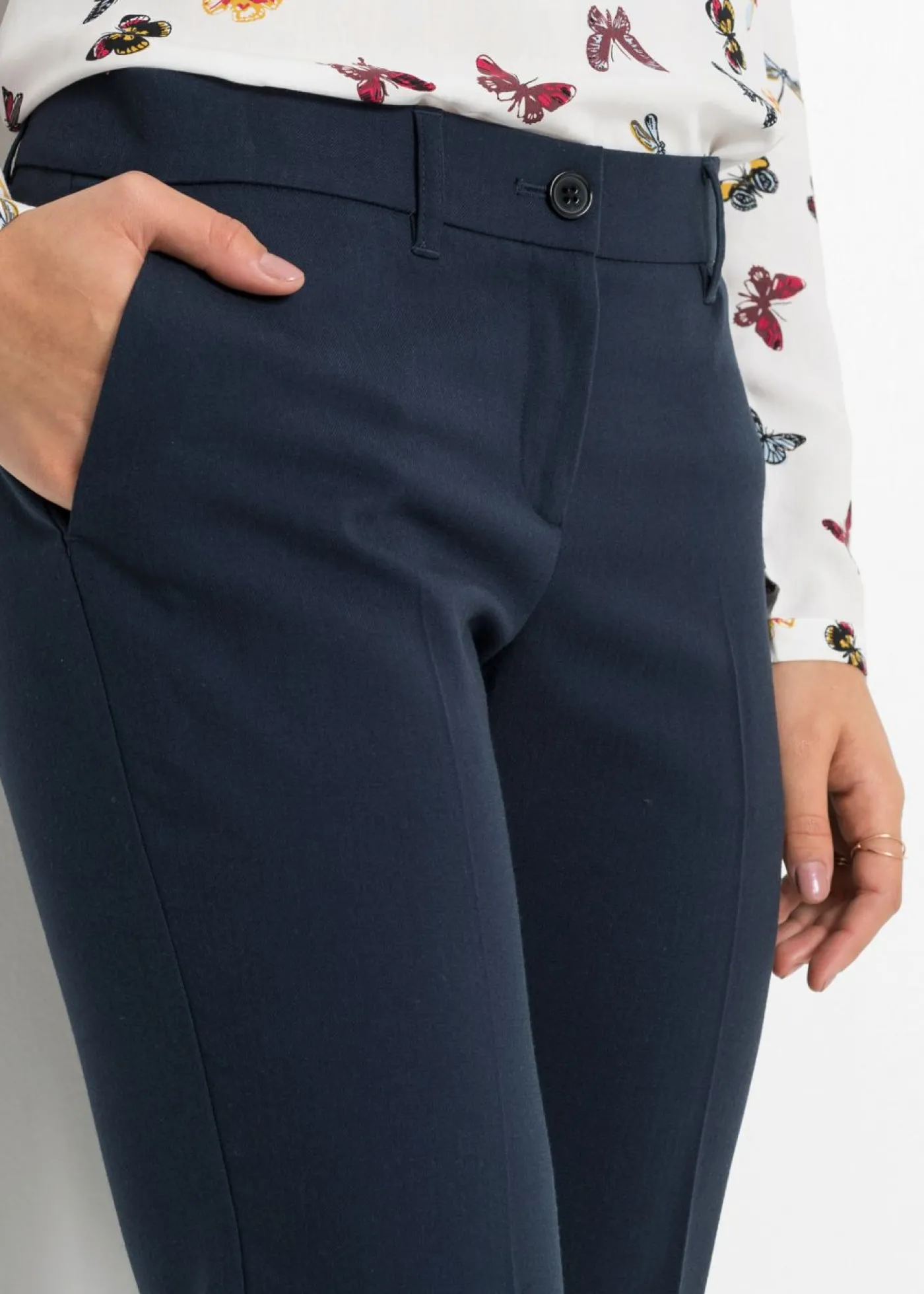 bonprix bonprix Pantalón de traje, petite Azul marino Discount