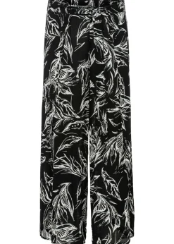 bonprix bonprix Pantalón de viscosa estructurada Negro-blanco de flores Hot