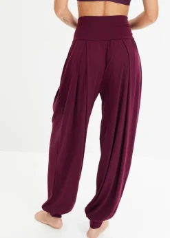 bonprix bonprix Pantalón deportivo ancho con cintura doblada morado intenso New