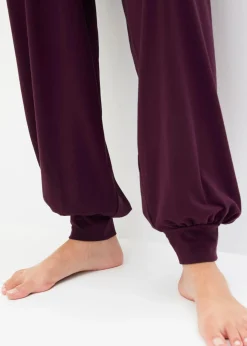 bonprix bonprix Pantalón deportivo ancho con cintura doblada morado intenso New