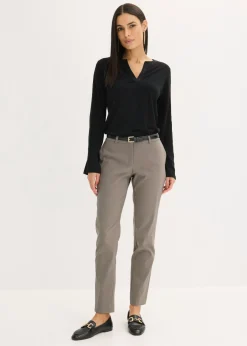 bonprix bonprix Pantalón elástico Marrón grisáceo Sale