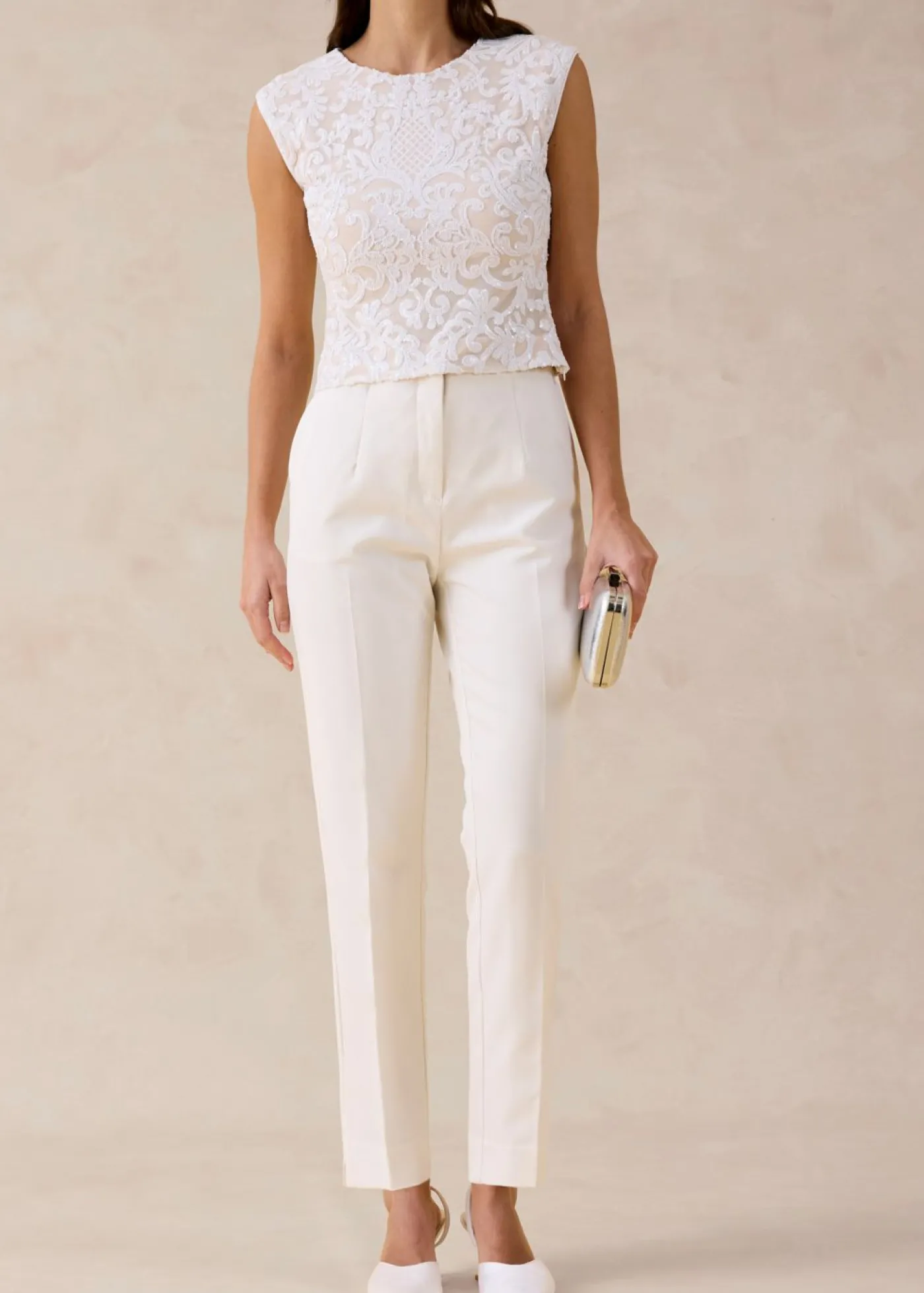 bonprix bonprix Pantalón elástico Blanco lana Discount