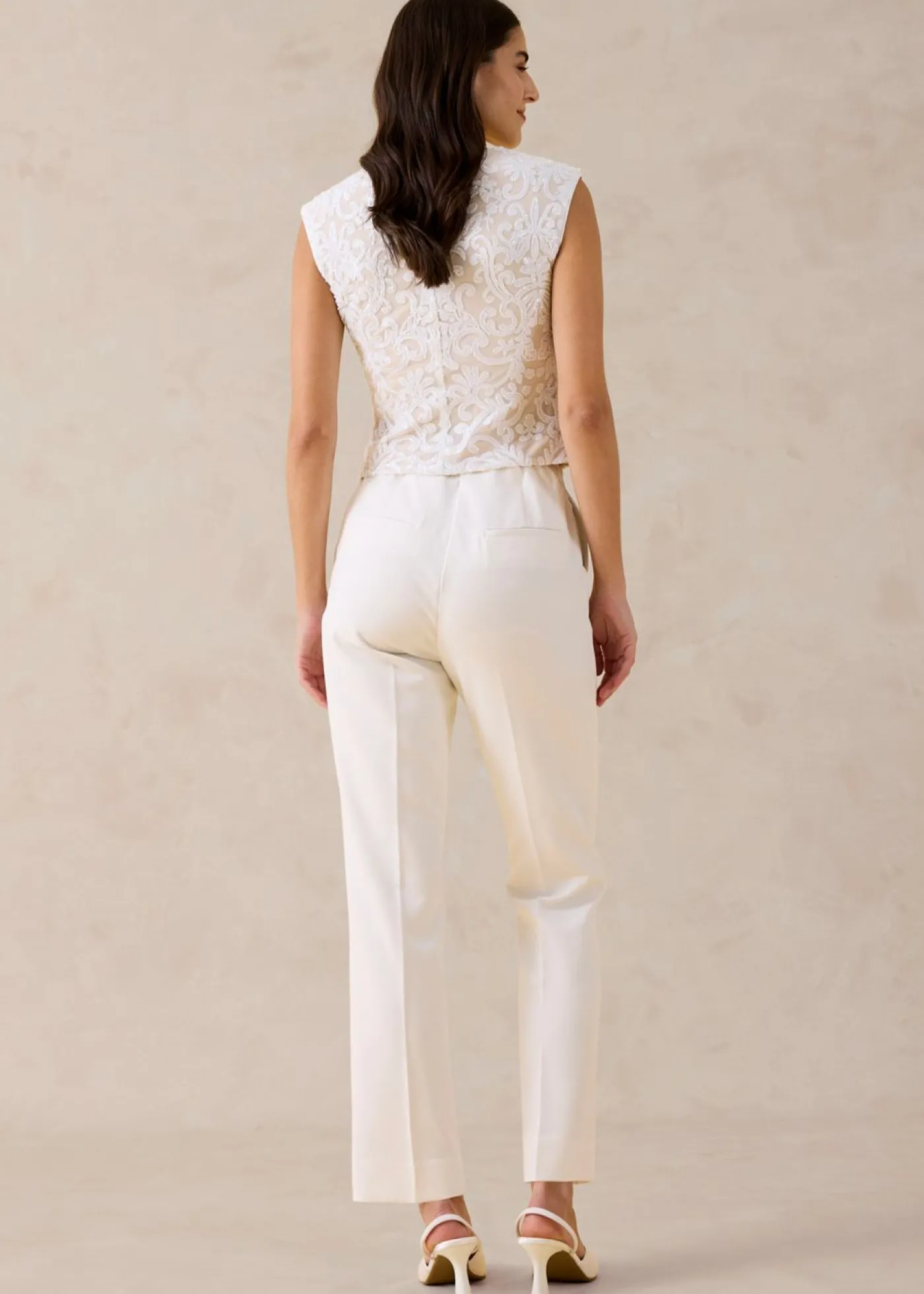 bonprix bonprix Pantalón elástico Blanco lana Discount