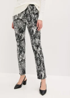 bonprix bonprix Pantalón elástico piel de serpiente negro-blanco perla Hot