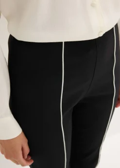 bonprix bonprix Pantalón elástico acampanado de bengalina Negro-blanco lana Outlet