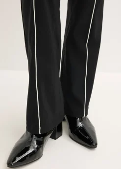 bonprix bonprix Pantalón elástico acampanado de bengalina Negro-blanco lana Outlet
