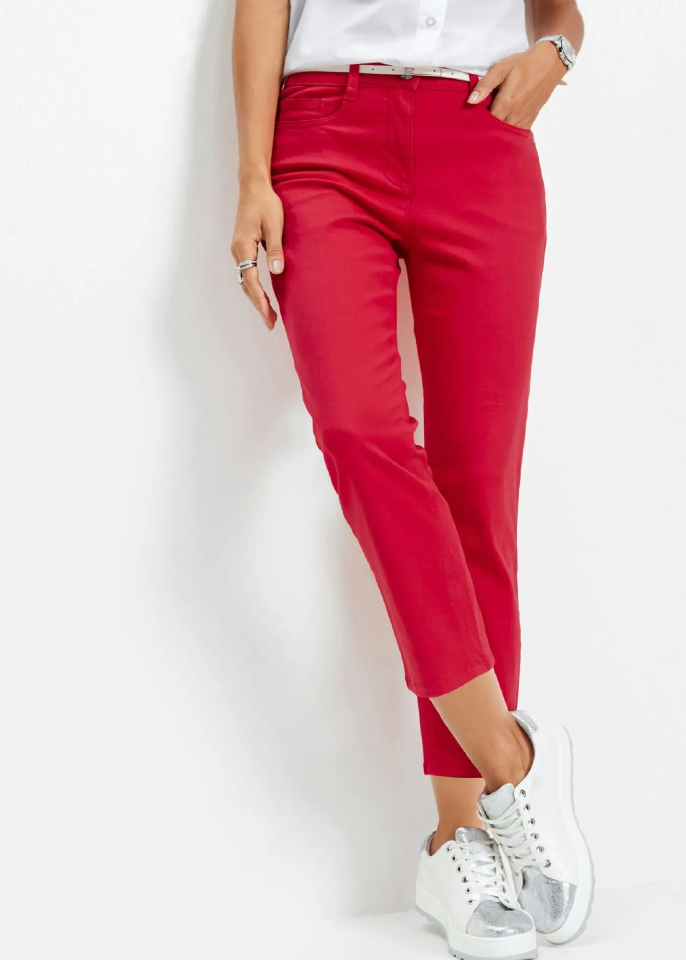 bonprix bonprix Pantalón elástico capri Granate