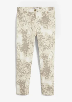 bonprix bonprix Pantalón elástico capri con estampado estampado leo beige Online