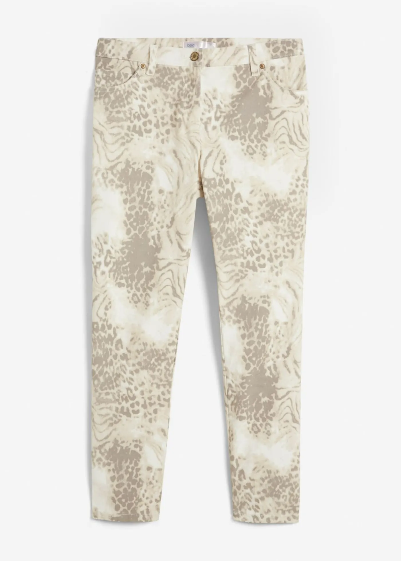 bonprix bonprix Pantalón elástico capri con estampado estampado leo beige Online