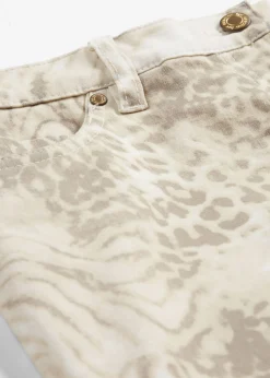 bonprix bonprix Pantalón elástico capri con estampado estampado leo beige Online