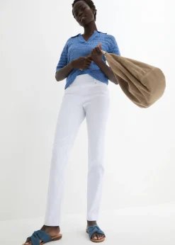 bonprix bonprix Pantalón elástico con cintura antideslizante Blanco Clearance