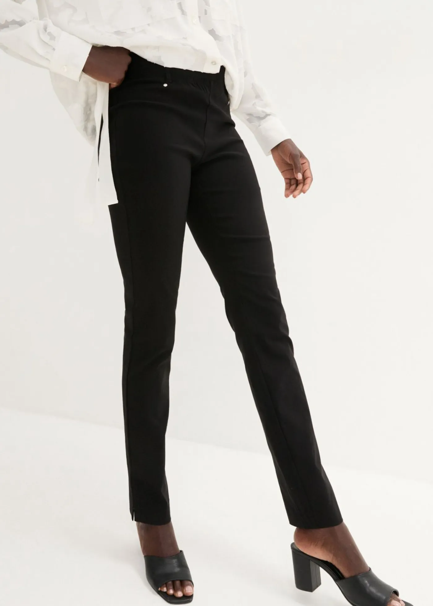 bonprix bonprix Pantalón elástico con cintura antideslizante Negro Hot