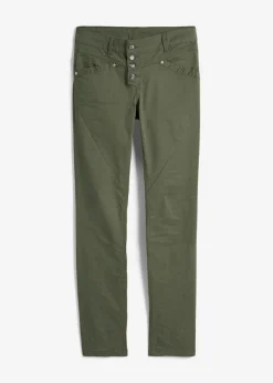 bonprix bonprix Pantalón elástico con efecto arrugado Oliva Online