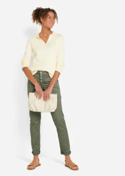bonprix bonprix Pantalón elástico con efecto arrugado Oliva Online