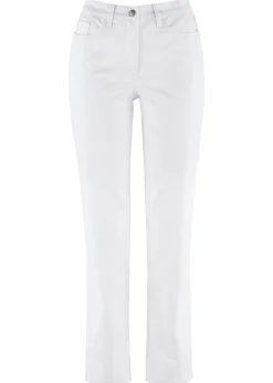 bonprix bonprix Pantalón elástico con perneras rectas, mid waist Blanco Best