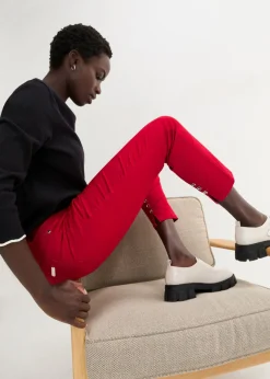 bonprix bonprix Pantalón elástico de algodón rojo cayena Discount