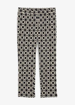 bonprix bonprix Pantalón elástico de bengalina Negro-blanco lana New