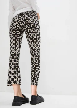 bonprix bonprix Pantalón elástico de bengalina Negro-blanco lana New