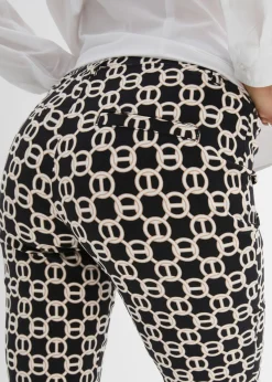 bonprix bonprix Pantalón elástico de bengalina Negro-blanco lana New