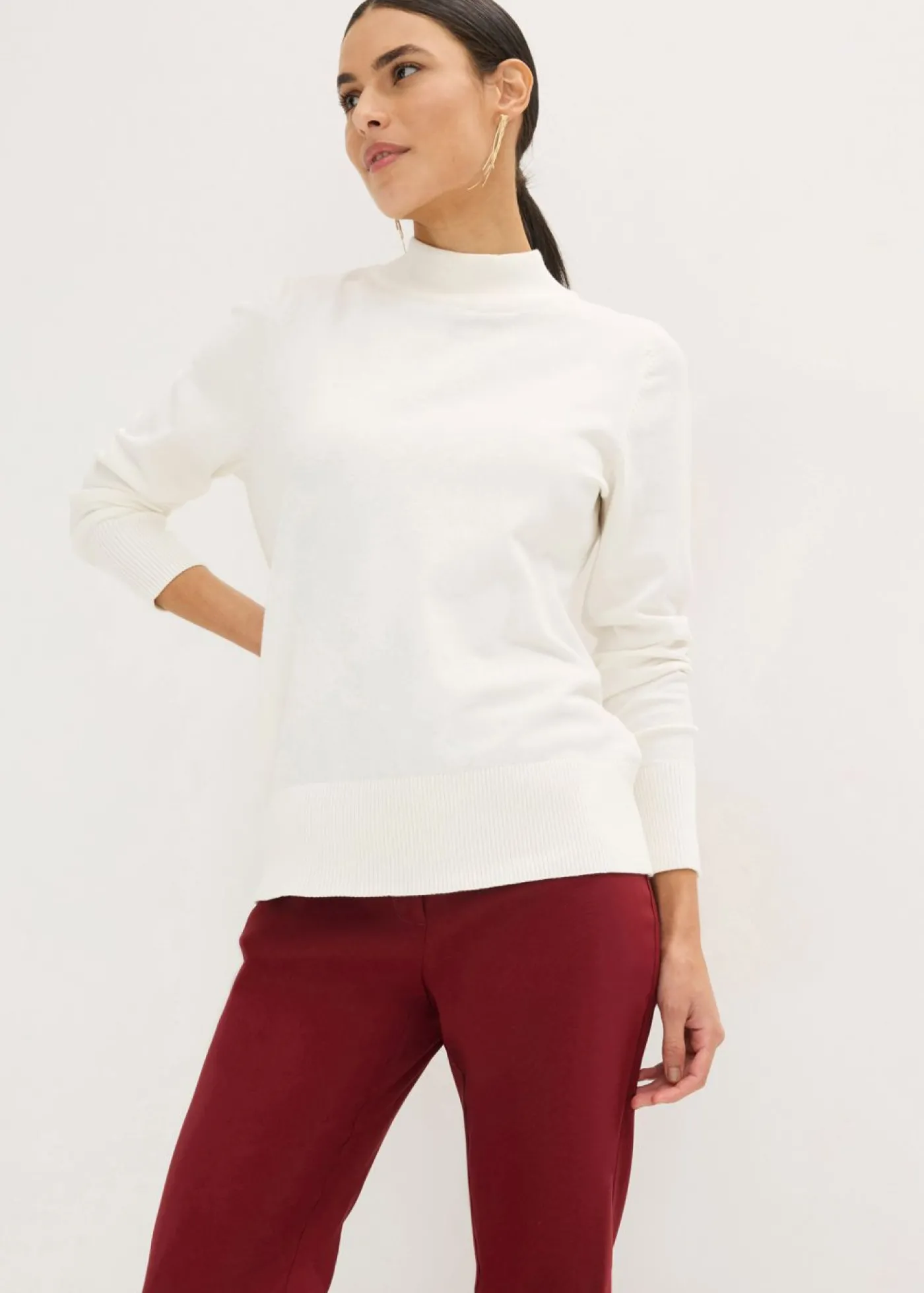 bonprix bonprix Pantalón elástico de bengalina Rojo rubí Hot