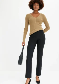bonprix bonprix Pantalón elástico de bengalina Marrón grisáceo New