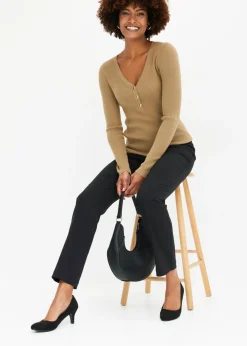 bonprix bonprix Pantalón elástico de bengalina Marrón grisáceo New