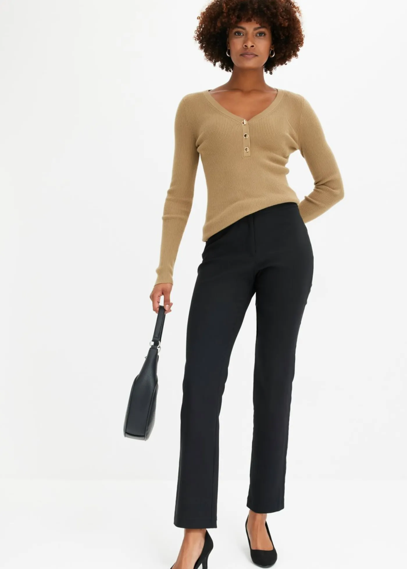 bonprix bonprix Pantalón elástico de bengalina Negro Outlet