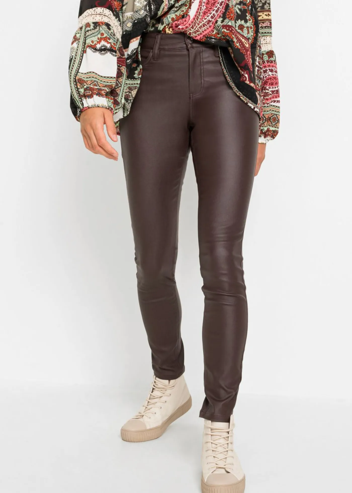bonprix bonprix Pantalón elástico de mezcla de viscosa marrón Hot