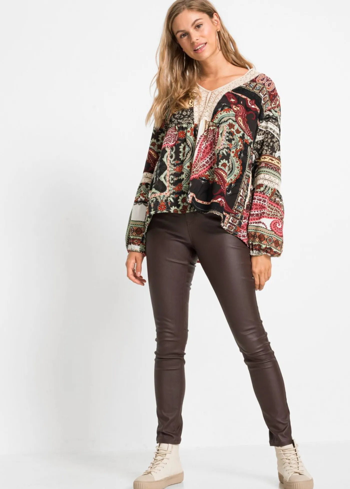 bonprix bonprix Pantalón elástico de mezcla de viscosa marrón Hot